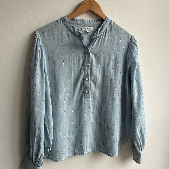 Roller Rabbit Weir Glenda Top in Light Blue / Gold Metallic | Medium - Picture 1 of 5